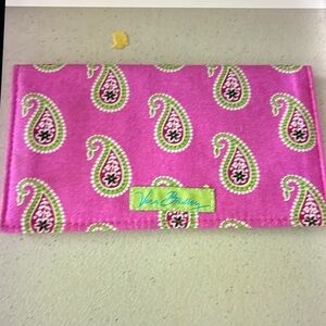 Vera Bradley Pink and Green Paisley checkbook wallet